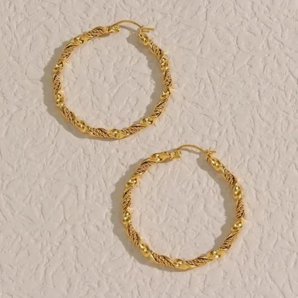 New Gold 18K Big Circle Hoop Earrings, NICE EARRINGS, CUTE EARRINGS - Picture 6 of 7